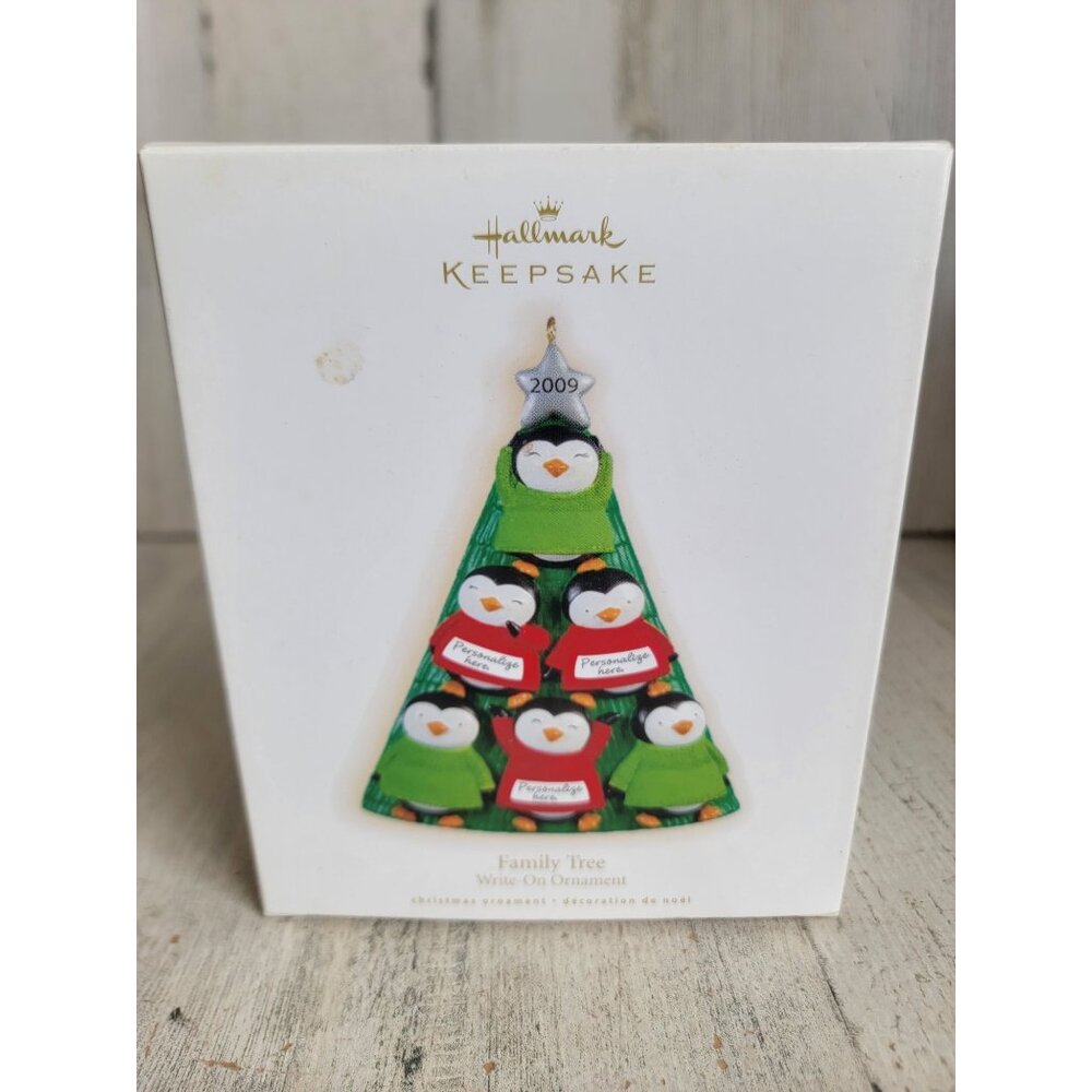 Hallmark family‎ tree write - on ornament Xmas penguin